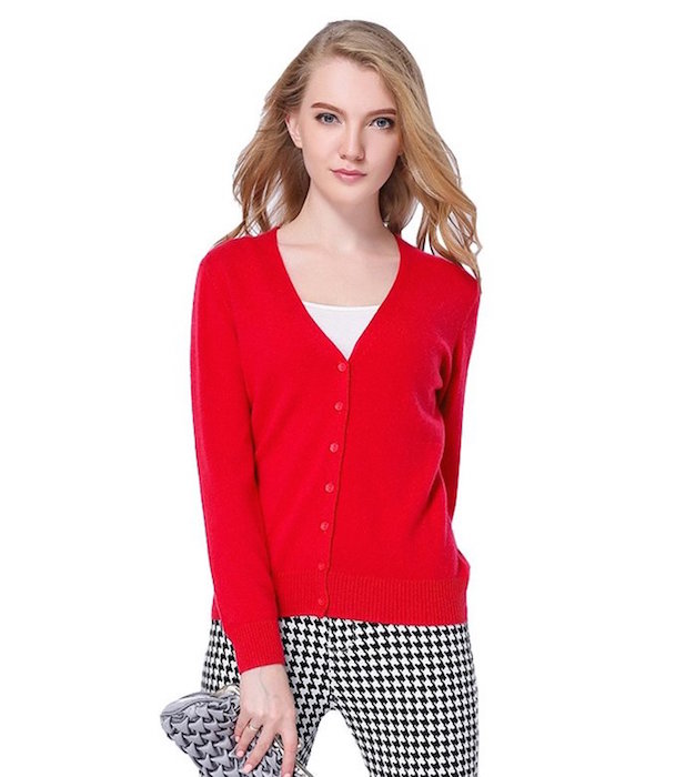 Miuk Women's Soft Button Down Long Sleeve 100% Cashmere Knit Cardigan Sweater